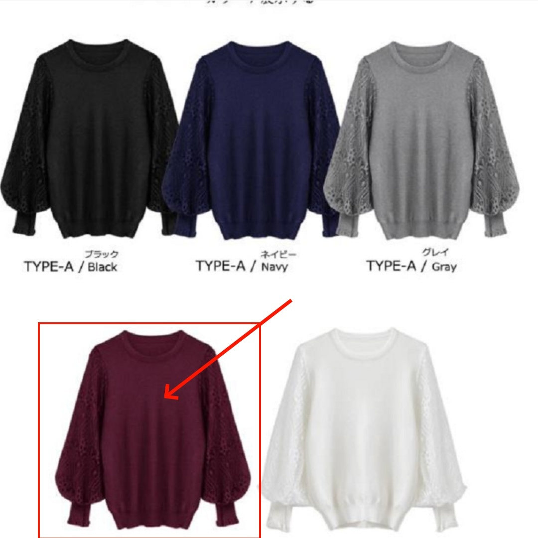 Sheer Yarn Flower Embroidered Sleeve Patchwork Knitting Bottoming Shirt