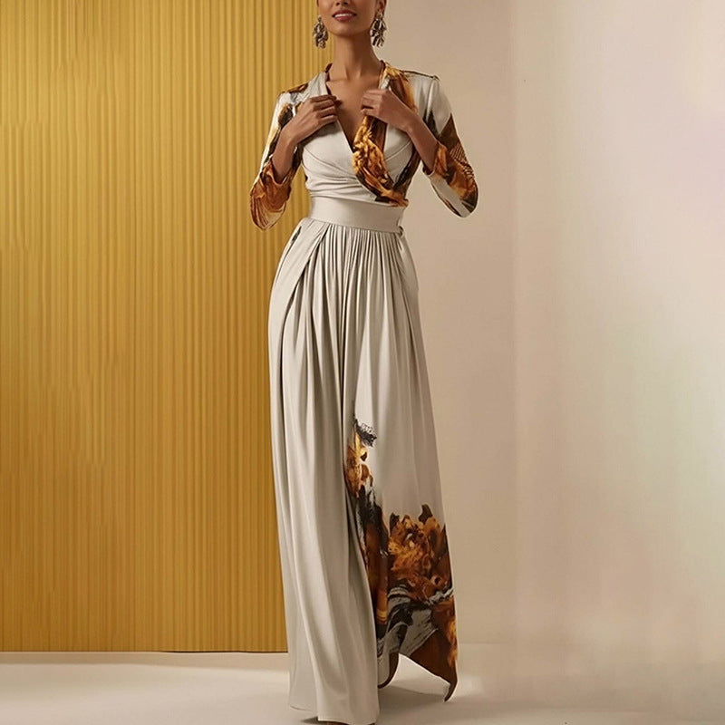 Stylish And Minimalist Womens Long Sleeve Wide Leg Jumpsuit