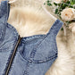 Short Camisole High Waist Denim Skirt