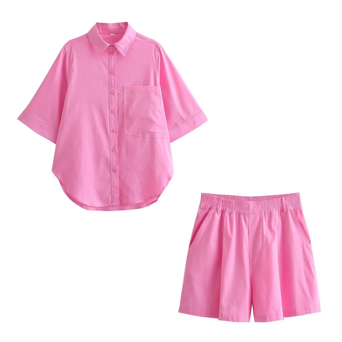 Single-breasted Pocket Shirt Loose Leisure Suit