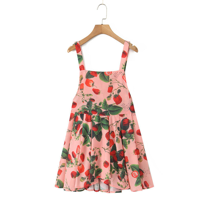 Strawberry Print Mini Women's Dress