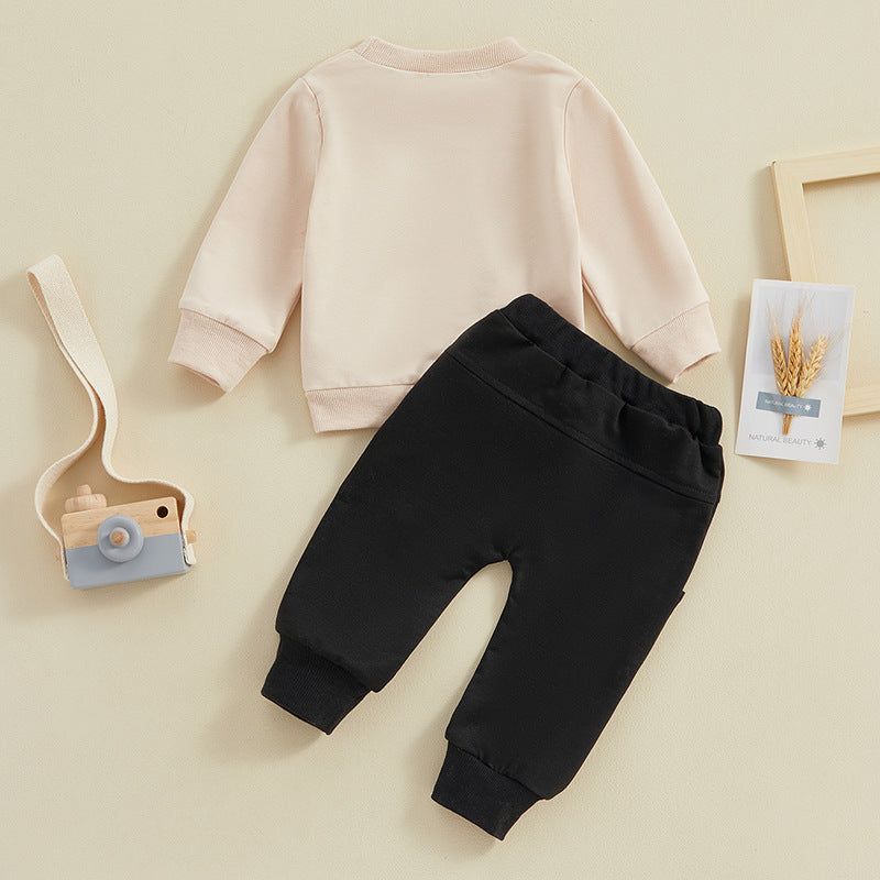 Children's Letter Printed Long-sleeved Trousers Two-piece Set