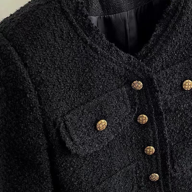 Classic Style French Style Temperament Thin Type With Button Design Short Top