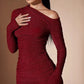 Women's Oblique Shoulder Party Solid Color Dress