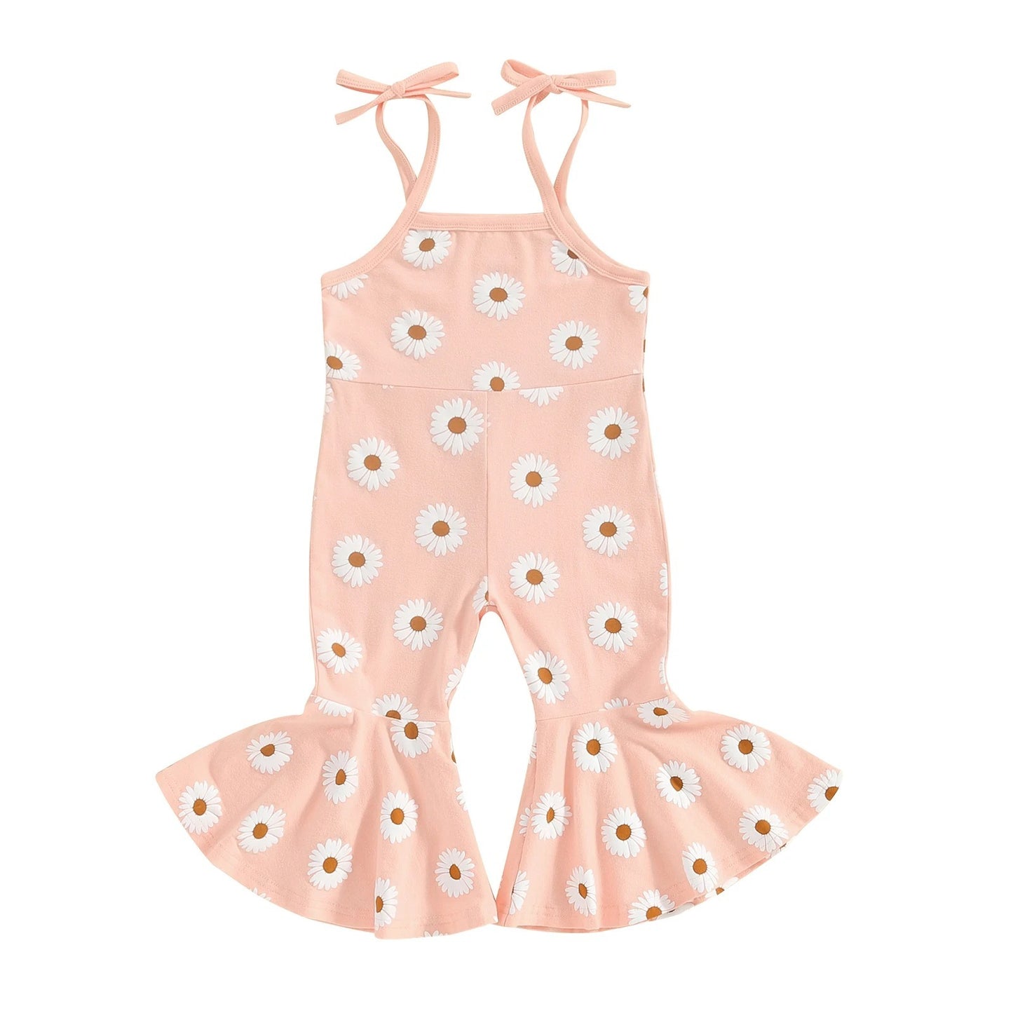 Girl's Fashion Printed Sling Bell-bottom Pants