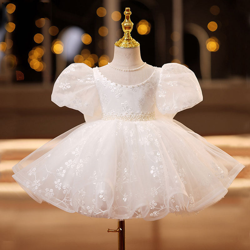 Girls' Dress White For Birthday Dinner