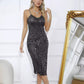 New Party See-through Sequin Dress Sling Slim Hip Skirt