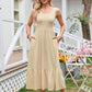 Women's Square Collar Pleated Sleeveless Dress