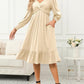 Wrap V-neck Long Sleeve Mid-length Dress