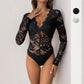 Elegant Graceful Solid Color Long Sleeve Lace Jumpsuit