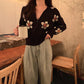 Interesting Flower Knitted Small Cardigan Jacket Preppy Style