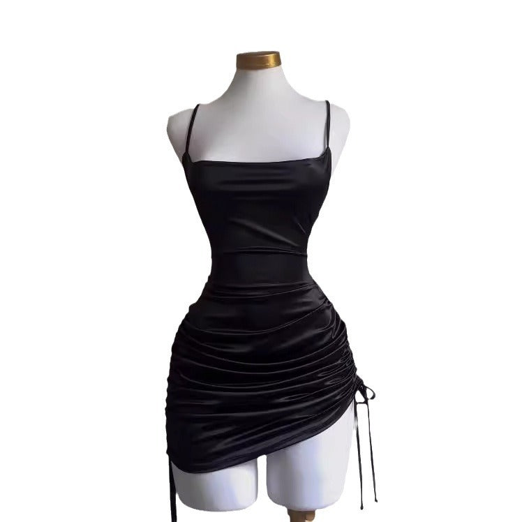 Lace-up Backless Spaghetti Straps Hip Skirt