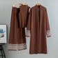 East Elegant Graceful Cardigan Robe Knitted Wide Leg Pants Three-piece Set