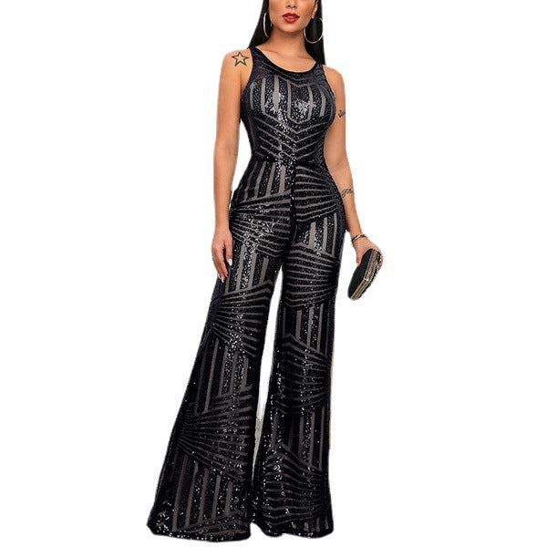 Noble Sequin Sequin Sleeveless Wide Leg Pants