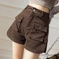 Short en jean décontracté taille haute extensible style américain