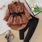Girls' Fashion Long Shirt Including Belt Leggings Suit