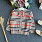 Ensemble jupe plissée rayée en tricot et pull pour fille
