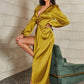 Loose Solid Color And V-neck Dress For Women