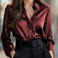 Solid Color Fashion Elegant Long Sleeve Button Shirt Women's Clothing