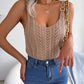 Spring And Summer Leisure Metal Buckle V-neck Hollow Top