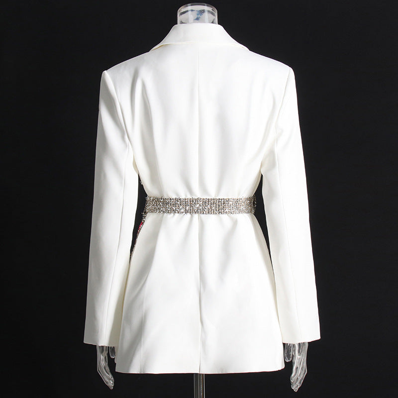 Women's Temperament Fashion Stitching Collision Color Lacing Jacket