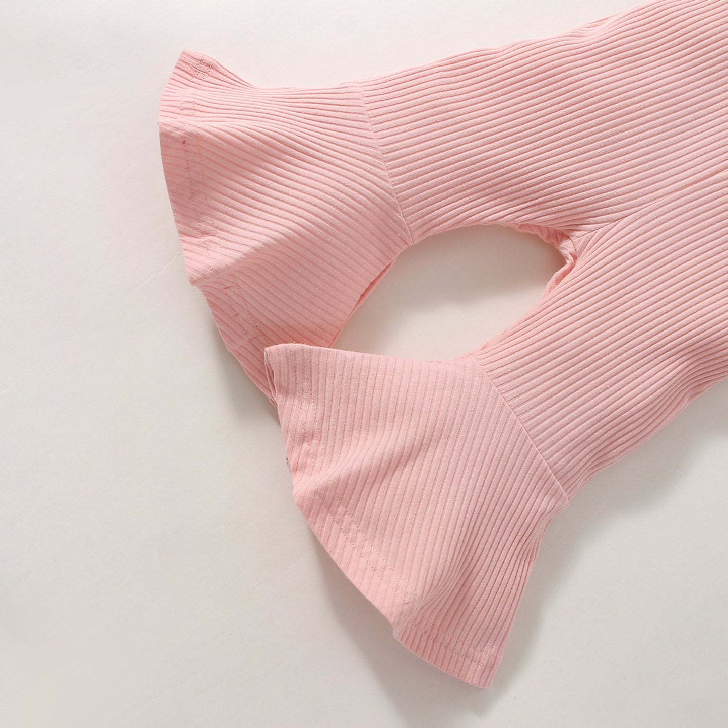 Pantalon d'été une pièce à pattes d'éléphant en coton à rayures unies pour filles