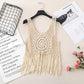 Retro Blouse Bohemian Hollow Knitted Short Ethnic Style Tassel Suspender Vest