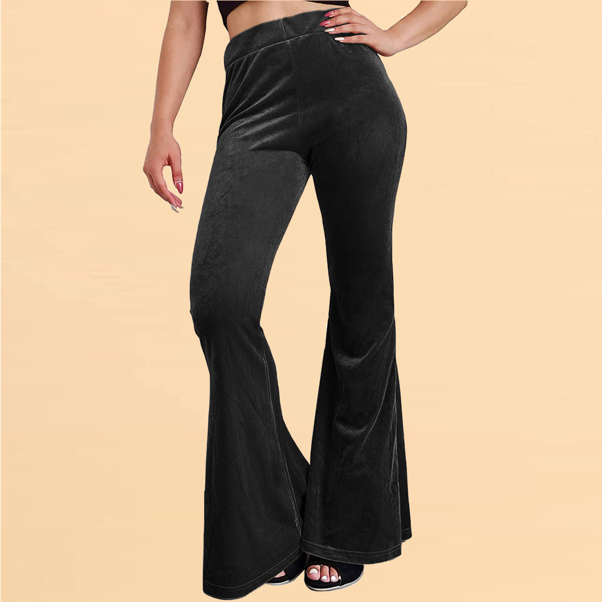 Pantalon en velours à pattes d'éléphant décontracté pour femme