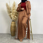Fashion Printed Satin Full Button Long Cardigan And Pocket Pants Set