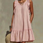 New Stylish Casual Loose Round-Neck Sleeveless Ruffle-Trim Dress