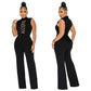 Women's Fashion Solid Color Sleeveless Stand Collar Round Neck Jumpsuit