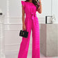 Commuter Waist Trimming Lace Up Jumpsuit High Waist Women