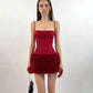 Robe fourreau sexy à bretelles spaghetti et enveloppante pour la poitrine, style européen et américain, idéal pour Noël et le Nouvel An