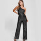 Women's Sleeveless Slim-fit Belt Skirt One-shoulder Sequins