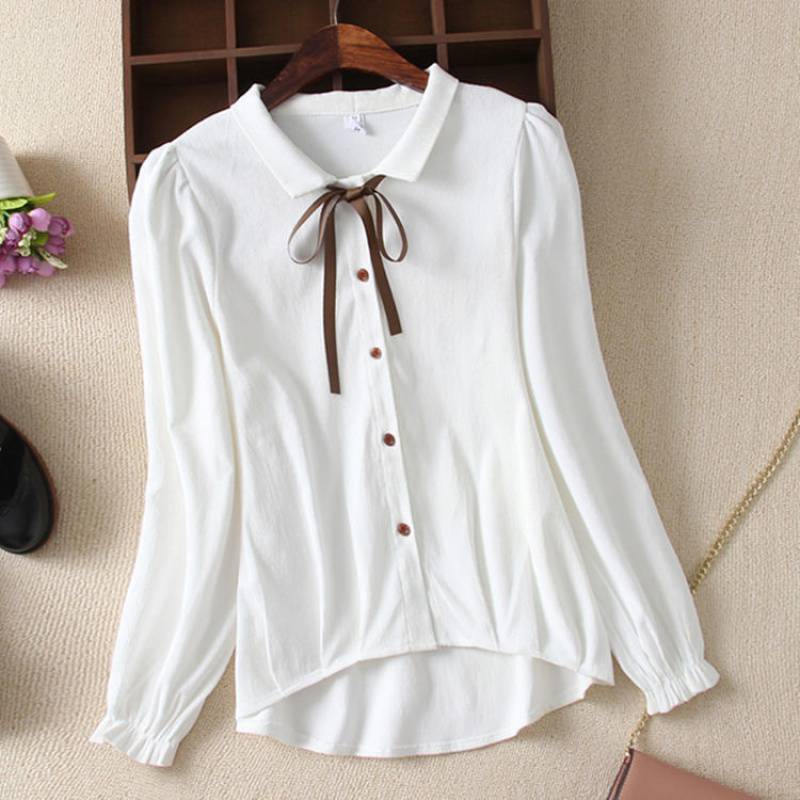 Cute Bow Top With Sweet Lace Long Sleeves