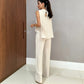 Fashion Loose Sleeveless Top Wide-leg Casual Pants Solid Color Two-piece Set