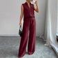 Stylish Sleeveless Top And Wide Leg Pants Set