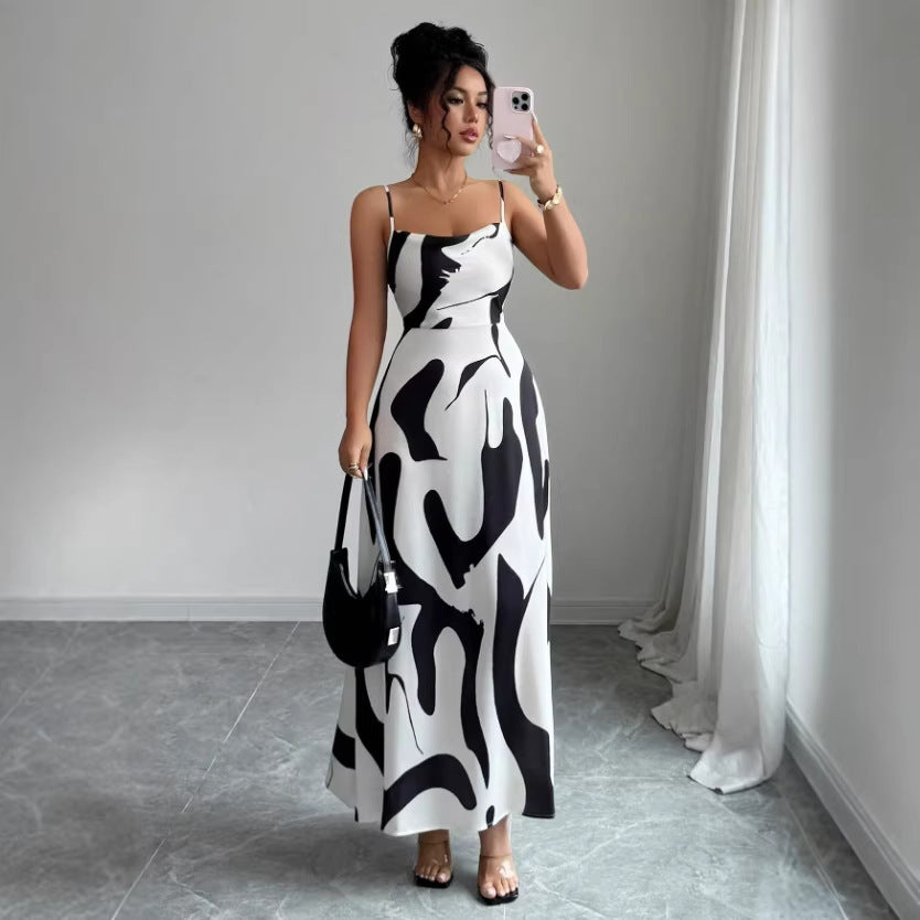 Women's Sexy Printed Side-Slit Slip Dress