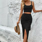 Women's All-match Commute Fashion Suit Camisole Slit Skirt Two-piece Set