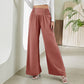 Pantalon droit à jambes larges et élastique, taille haute, décontracté, tendance, pour femme