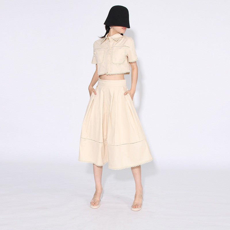 Retro Two-piece Set Women's Short Shirt