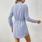 Shirt Dress With A Turn-down Collar And Striped Pattern