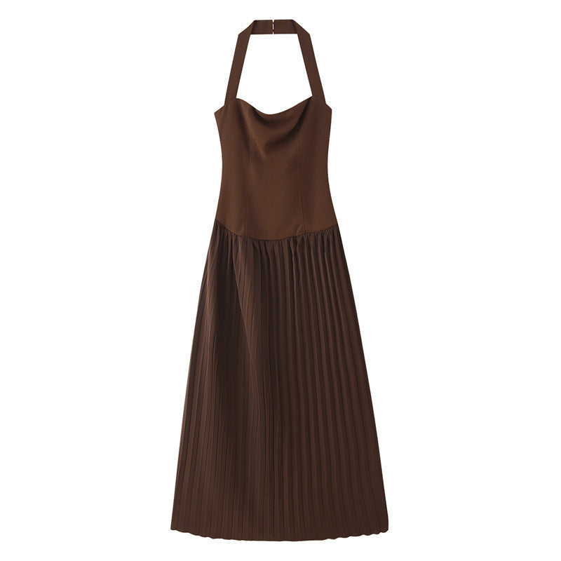 Halter Tube Top Pleated Long Dress