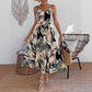 Women's Printed Lace-up Halterneck Sleeveless Dress