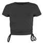 Women's Printed Short-sleeved T-shirt With Drawstring