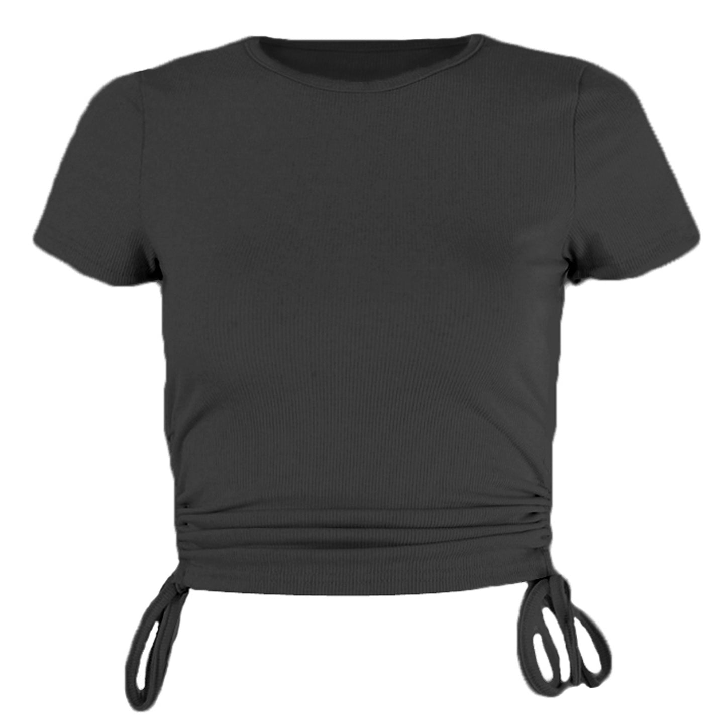 Women's Printed Short-sleeved T-shirt With Drawstring
