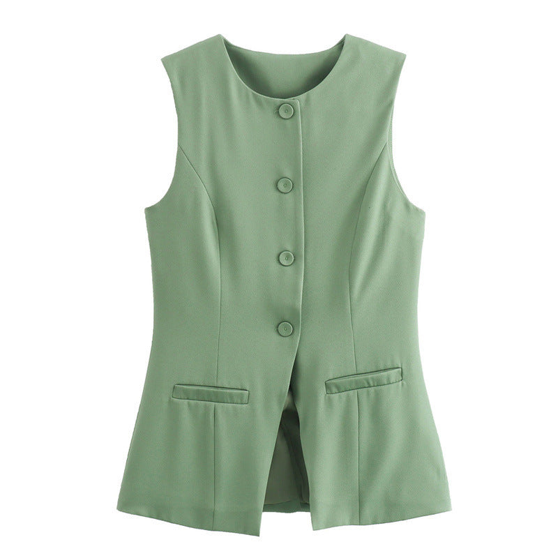 European And American V-neck Single Breasted Slim Fit Vest Shorts