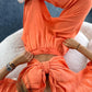 Split Sleeve Shirt Elastic Waist Pants Two Piece Set