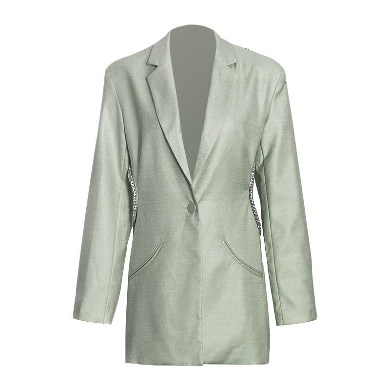 Costume femme style européen et américain, col en V, dos nu, couleur unie, petit