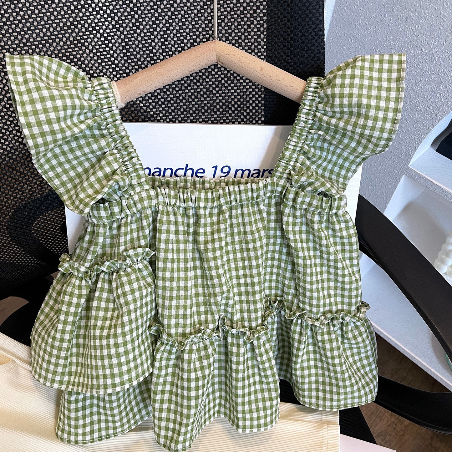 Korean Style Plaid Sling Doll Shirt Two-piece Pants